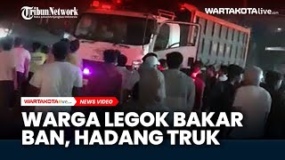 Warga Legok Bakar Ban di Jalan Hadang Truk Melintas [upl. by Baelbeer]