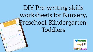 DIY Prewriting skills worksheets for Nursery Preschool Kindergarten Toddlers [upl. by Vareck]