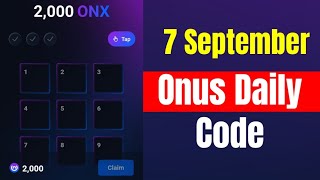 Onus Daily Code 7 September  Daily Code Onus Tap Tap  Onus Daily Code Today [upl. by Eblehs295]