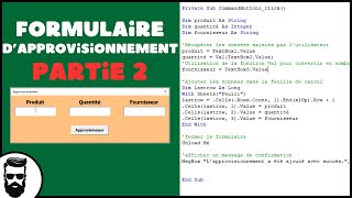 2 Créer un formulaire dapprovisionnement  le code VBA [upl. by Inneg]