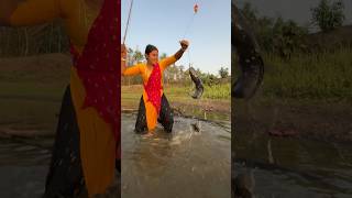 Unique hook fishing video indianladyhookfishing fishvideo fishingmethods villagehookfishing [upl. by Chaille]