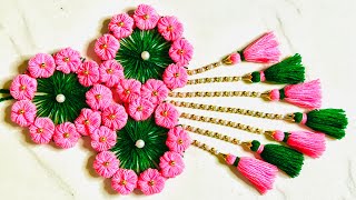 Woollen wall hanging easy to make by the help of bangles decoration diy walhanging homedecor [upl. by Tan686]