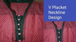 V Placket Neckline Design cutting and stitching  Zoy Waqas Ideas [upl. by Holland449]