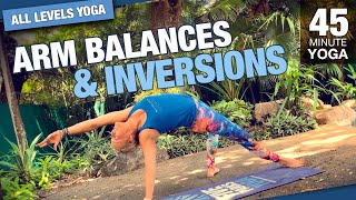 Arm Balances amp Inversions Yoga Class  Five Parks Yoga  45 Minutes [upl. by Naruq]