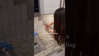 Installing our Zellige tile backsplash diybacksplash kitchenupdate backsplash [upl. by Noir795]