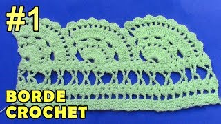 Borde 1 tejido a crochet fácil de hacer en punto abanicos grandes [upl. by Reo]