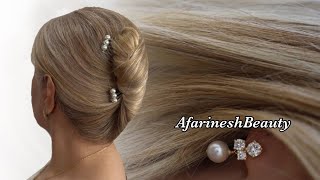 pearl Hairstyle Easy and Nice French Roll for Short hair and anywhere Just Do it👌🏼 [upl. by Asilana]