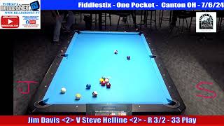 Jim Davis V Steve Helline  One Pocket at Fiddlestix  33 Players 32  7624 [upl. by Jonie670]