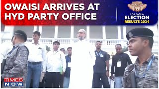 Telangana News AIMIM Chief Asaduddin Owaisi Arrives At Hyderabad Party Office Ahead Of Counting [upl. by Jeb]