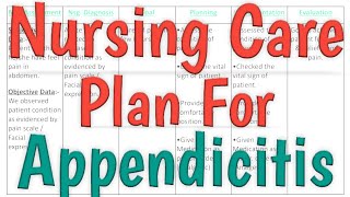 Nursing Care Plan For Appendicitis  Nursing Care Plan On Appendicitis [upl. by Hume]