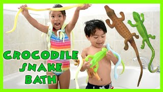 GIANT GROW CROCODILE Snakes Aligators Lizards Spiders  Kids Science Review [upl. by Orpheus]