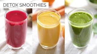 3 DETOX SMOOTHIE RECIPES  easy amp healthy smoothies [upl. by Lonny]