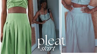 DIY stitching a pleat skirt  Aje inspired pleated skirt sewing tutorial for beginners [upl. by Pitzer]