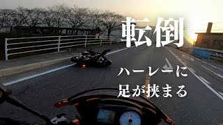 【事故】ハーレーで転倒して足が挟まりました【モトブログ】 [upl. by Nalat]