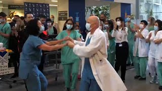 Doctors dance in celebration of Israels vaccine roll out  Coronavirus [upl. by Langbehn583]