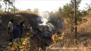 Firesetting at Mutangula aquamarine mine Eastern Zambia [upl. by Osgood]