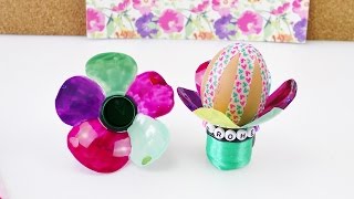 DIY Eierbecher aus Mineralwasserflasche  Blumen Eierbecher für Ostern  Schöne Frühlingsdeko [upl. by Atrebor]