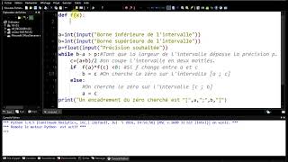 Python  encadrement avec la méthode par dichotomie  Terminale [upl. by Tarrah330]