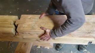 Japanese Carpentry Scarf Joint Kanawa Tsugi 金輪継 Test Fit [upl. by Eadrahc]