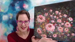 Abstract Roses Palette Knife Painting Class Info [upl. by Enogitna]