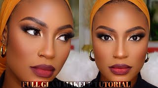 BASIC BABE E5 START TO FINISH BASIC FULL GLAM MAKEUP TUTORIAL woc darkskin brownskin [upl. by Ahseinar817]