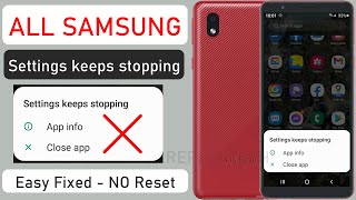 SAMSUNG Settings keeps stopping app info close app  Samsung A01M01 Core Settings keeps stopping [upl. by Nosam]