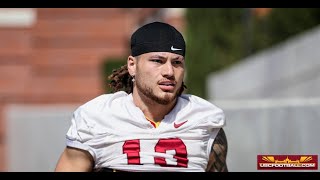 USC linebacker drills from spring football practice No 10 [upl. by Odine]