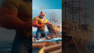 Wooden Ship who is the best whitecat blackcat orangecat funny shortvideo animationai [upl. by Nehtiek]