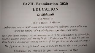 FAZIL Examination 2020 Education Question with Answer Paper 2020 [upl. by Adlez]