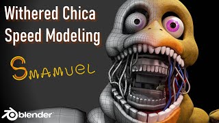 Making a Withered Chica model Speed Modeling BLENDERFNAF [upl. by Eta]