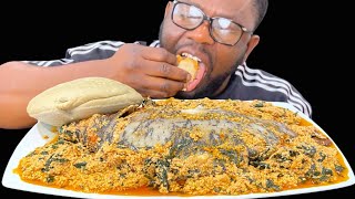 ​​​​ASMR FUFU amp EGUSI SOUP MUKBANG No talking Nigerian food Eating Sounds AampE SUPER KITCHEN [upl. by Ethbin]