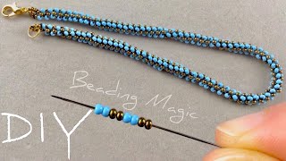 Beaded Necklace Tutorial Seed Bead Rope Necklace [upl. by Gambell470]