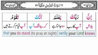 surah muzamil meaning words by words in english and urdu  quran pak meaning words by words in urdu [upl. by Airotahs565]