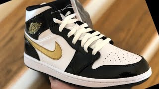 Air Jordan 1 Mid SE BlackGold Sneaker Review [upl. by Teague]