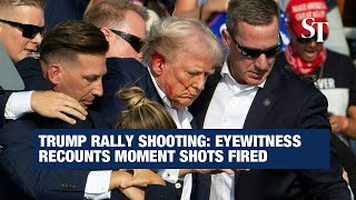 Trump rally shooting Eyewitness recounts moment shots fired [upl. by Llenrub639]