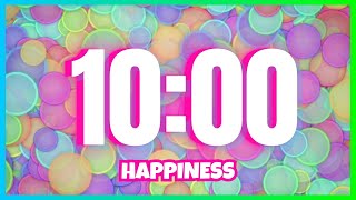 10 Minute Timer With Happy Music  Classroom  Rainbow  Alarm [upl. by Mariette205]