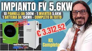 👉PROMOZIONE KIT☀️fotovoltaico 56KW e 15KWH di Accumulo faidate diy [upl. by Nylhsoj]