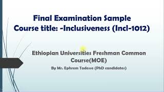 Inclusiveness Final Examination Sample Tutor in Amharic [upl. by Kono509]