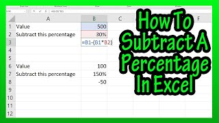 How To Subtract Percent Percentages From A Number Or Value in Excel Explained [upl. by Bowes]