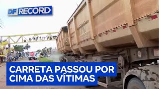 Acidente entre carreta e moto teria começado em briga de trânsito com outro carro  DF Record [upl. by Toille]