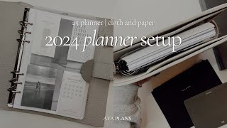 A5 6Ring 2024 Planner Setup  Cloth and Paper Foundations Leather Agenda [upl. by Ahcsatan]