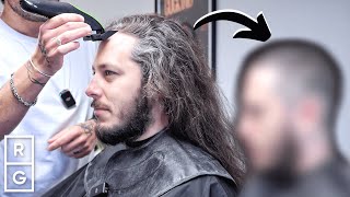 He Cut His Long Hair OFF for a BUZZ CUT Huge Haircut Transformation [upl. by Donaldson]