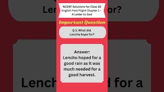 A Letter to God Important Question and answer  What did Lencho hope for  NCERT Solutions [upl. by Tsiuqram]