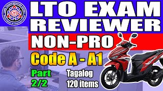 LTO EXAM REVIEWER FOR NON PROFESSIONAL DRIVERS LICENSE RESTRICTION CODE A  A1 TAGALOG PART 2 [upl. by Leahcimed]