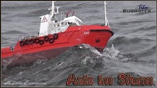 rc Offshore Ship AZIZ  fighting big waves 🌊🚤🎬 [upl. by Qiratla94]