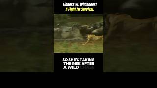 Being a Mom isnt easy in the wild Brave Lioness vs a confusion of wildebeests [upl. by Anderer]