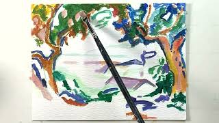 Seascape by Georges Braque Fauvism Easy Expressive SemiAbstract Acrylic Painting Tutorial 406 [upl. by Dazhahs]