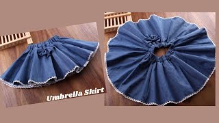 Umbrella skirt cutting and stitching for baby  How to make circle skirt full tutorial [upl. by Nap599]