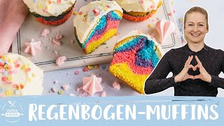 RegenbogenMuffins  Papageien Muffins  Rainbow Cupkaes Rezept 😊🌈🧁 I Einfach Backen [upl. by Rozanna745]