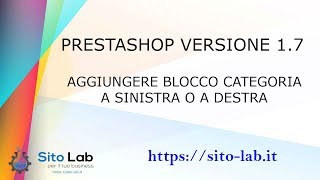 Prestashop 17 Aggiungere Categorie in Menu Laterale Scheda Prodotti [upl. by Lila462]